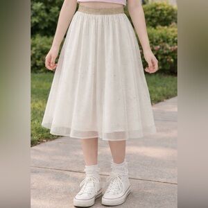 🩰✨ $60 Speechless Girls Cream Tulle Midi Skirt XL 13-14 Youth 25” Long EUC